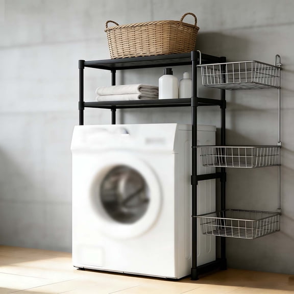 2-Tier Over Washer Shelf -Over Washer and Dryer Shelves, Washing Machine Storage Rack - Multi-Scene Toilet & Laundry Room Organizer