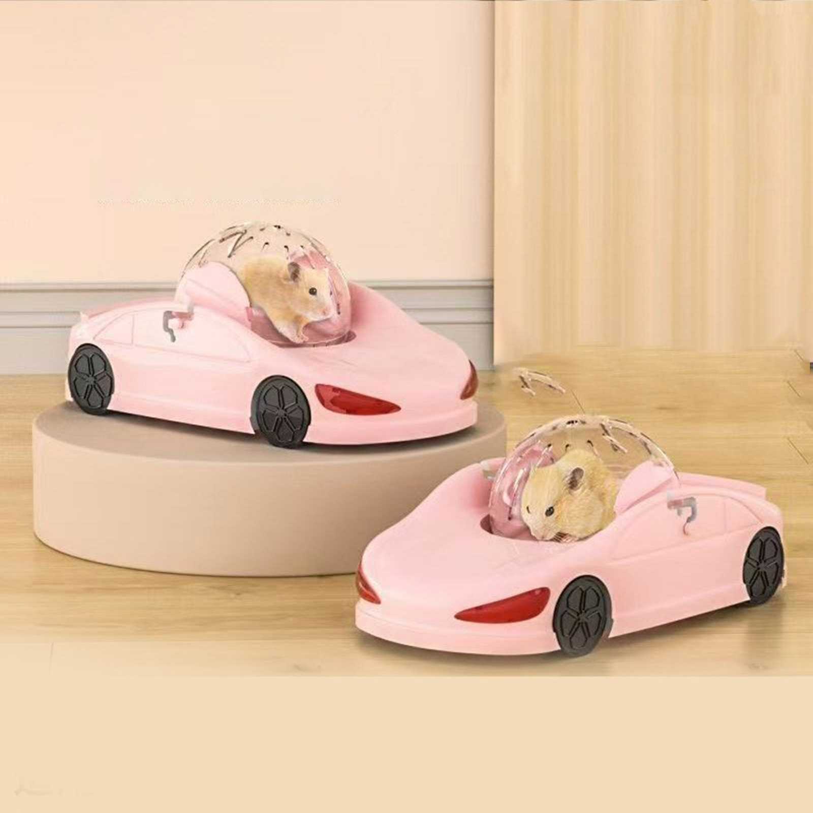Hamster Activity Car Toy Exercise Fitness Wheel Clear Running Vehicle for Small Pet Hamsters Ferrets and
