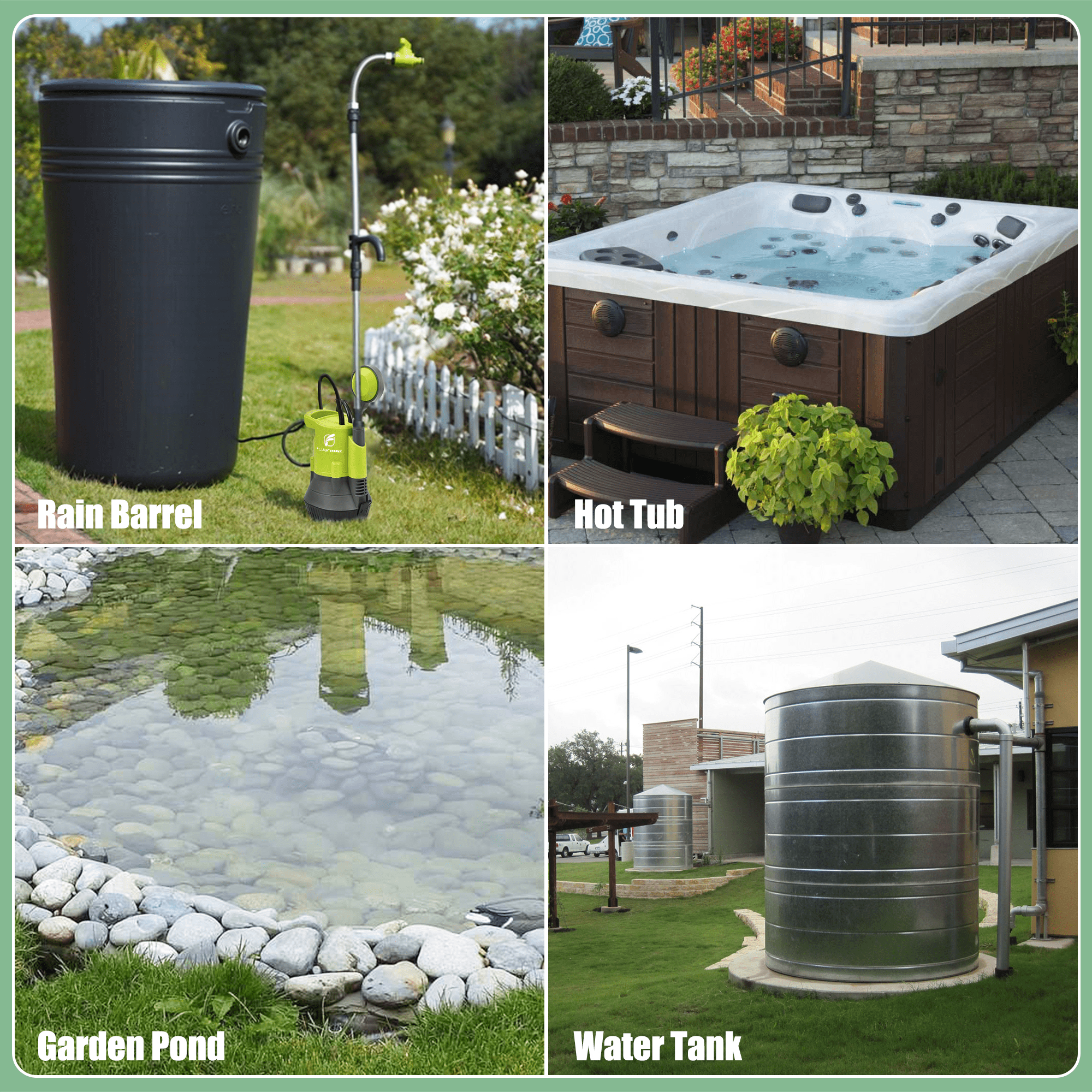 Fluentpower 1/2HP Submersible Water Butt Pump, Rain Barrel Pump 1050 GPH with Float Switch and 26ft Cable, Drainage Water for Rain Barrel, Ponds, Pools, Cellars and Hot tub