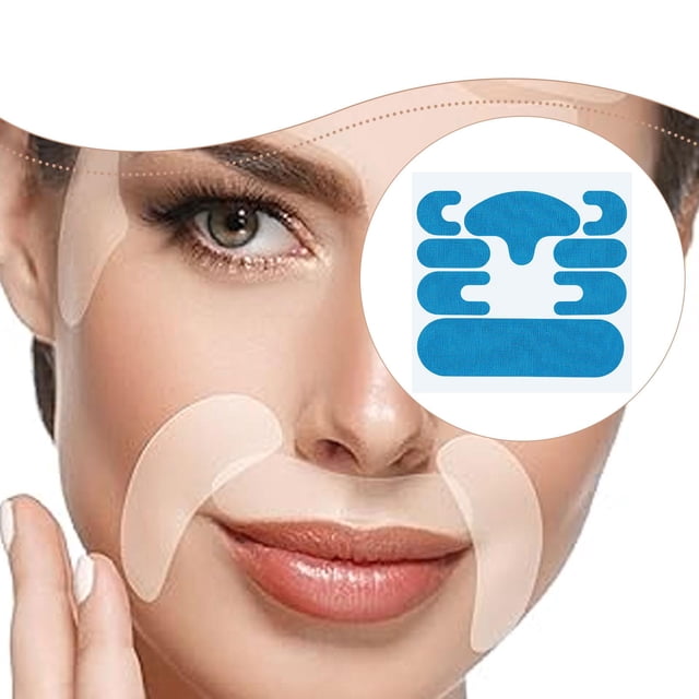 Parches faciales musculares de adhesión estable, belleza facial, fácil de usar, prácticos de primera calidad Azul