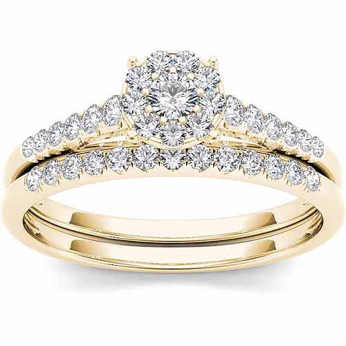 Imperial 1 2 Carat T.W. Diamond 10kt Yellow Gold Cluster Engagement Ring Set by Imperial Jewels