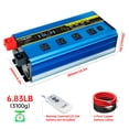 thumbnail image 6 of 3000W 6000W Peak Pure Sine Wave Power Inverter Car Converter DC 12V to AC 110V/120V with 4USB & 4AC Outlets, LCD Display, Remote Control for Car, RV, Camping, Outdoor & Home Emergency Use Blue, 6 of 12