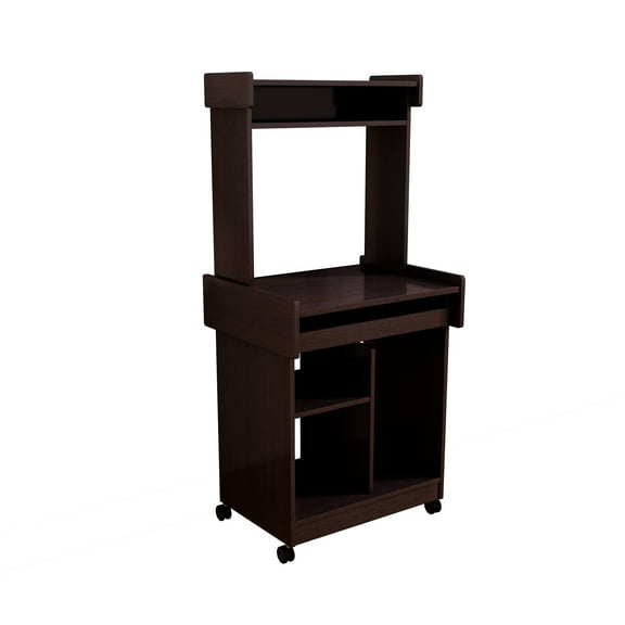 60.07 Lb Weight Coffee Station Microwave Cart With Gliding Shelf -attached And Wheels