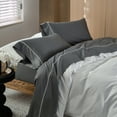 thumbnail image 6 of MooMee Extra Long Staple Cotton Queen Sheet Set 600 TC Egyptian Cotton Texture Silky Sateen Smooth Luxury (Dark Grey), 6 of 6