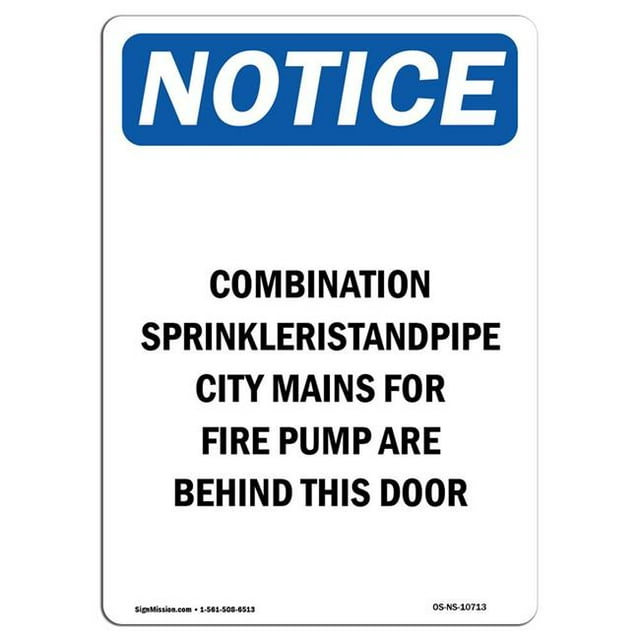 SignMission OS-NS-A-1218-V-10713 12 x 18 in. OSHA Notice Sign - Combination Sprinkler Standpipe