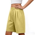 thumbnail image 4 of NTACZA Bermuda Trendy Shorts For Women High Elastic Waist With Pockets Wide Leg Walking For Relaxed Fit Vacation Beach Casual Shorts For Women, 4 of 6