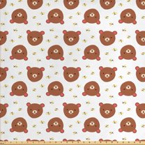 Ambesonne Animal Fabric by the Yard Upholstery, Bear and Bee Cartoon, 5 Yards, Multicolor