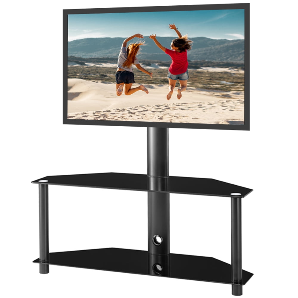 Swivel Floor TV Stand for 3255 inch TV, Tempered Glass Universal