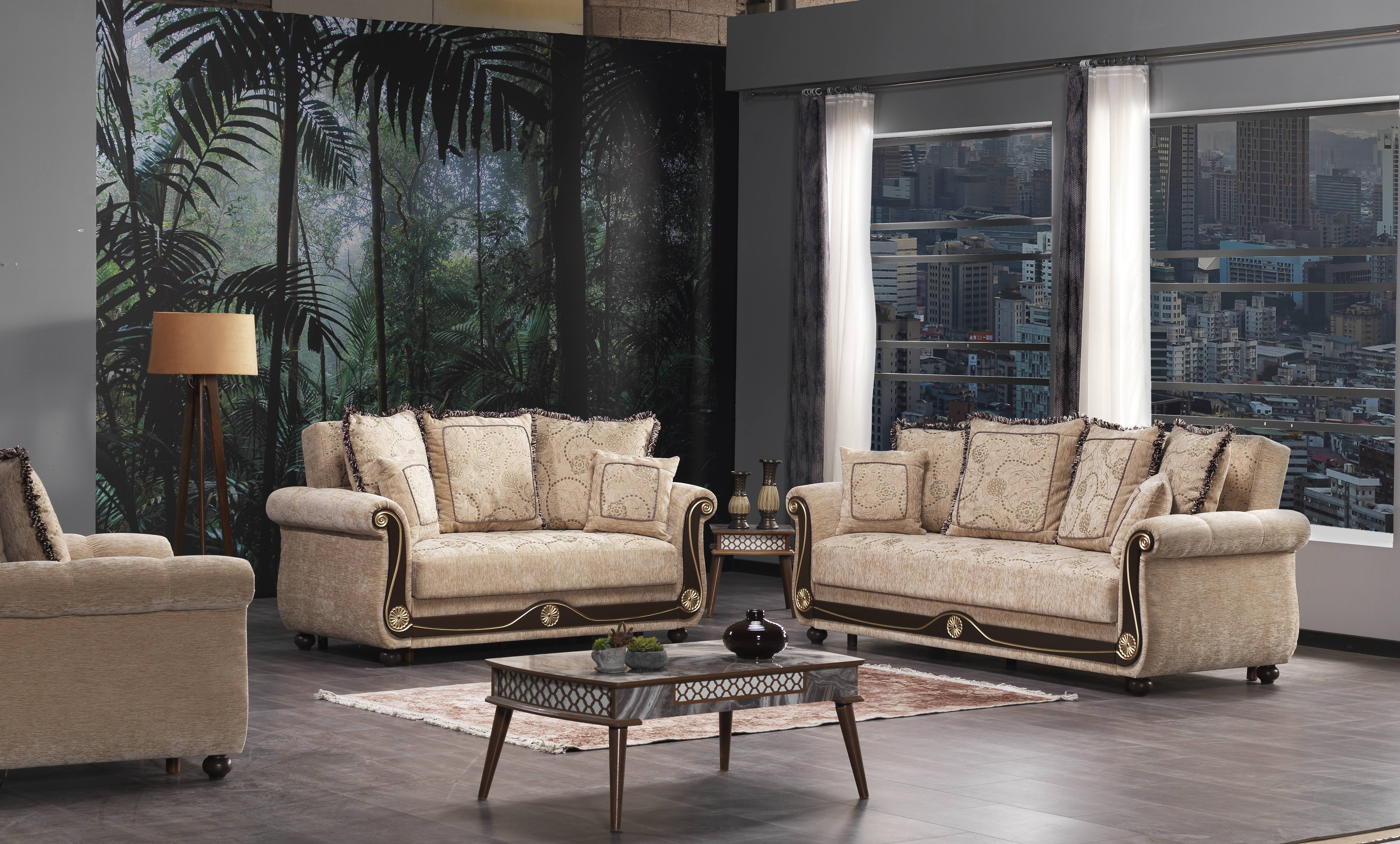 Ottomanson Convertible Sleeper Sofa Bed with Hidden Storage, Firm Comfort Couch, Beige