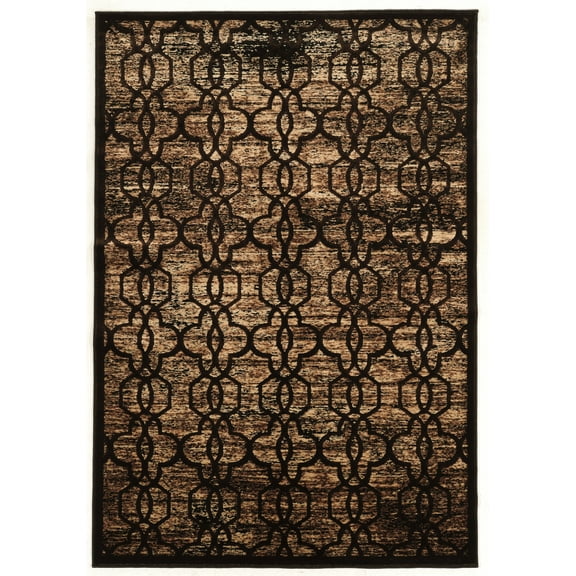 Linon Platinum Iron Gate Power Loomed Polyester 5'x7'6" Rug in Brown