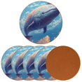 thumbnail image 2 of Whale Microfiber Leather Round Coasters (6PCS) - Set of 6 Drink Coasters, 11x11 cm/4.3x4.3 Inches, and Heat Table Coasters for Glasses, Cups, and Mugs, 2 of 6