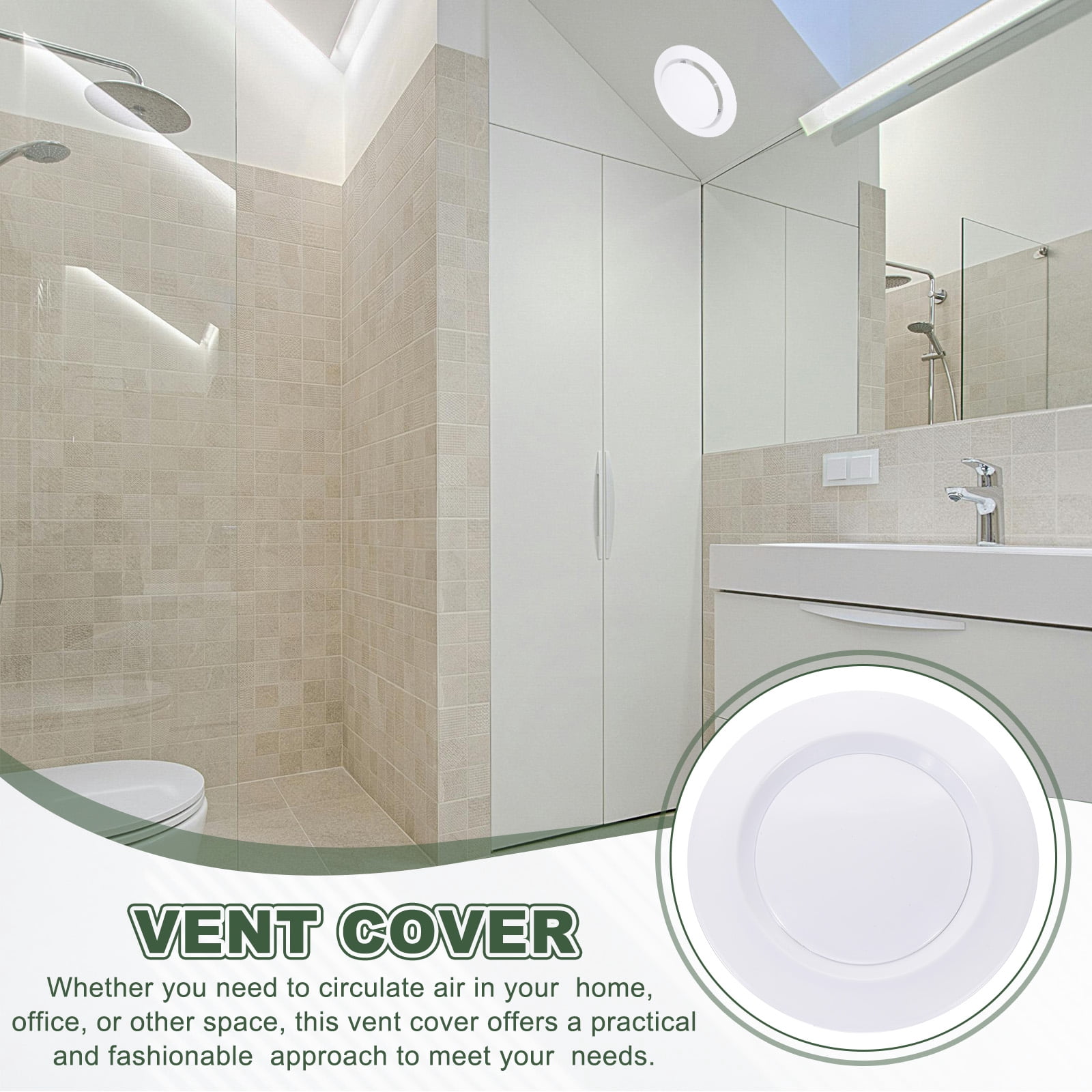 Uxcell 4 Inch Round Air Vent Cover, 4Pcs ABS Adjustable Soffit Vents, White