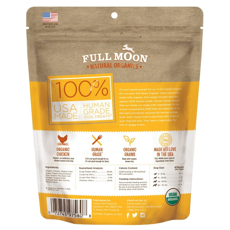 Full Moon Organic Human Grade Dog Treats Chicken Jerky 10 Ounce Walmart