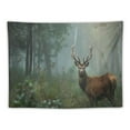 thumbnail image 5 of JEUXUS Deer Stag in Foggy Autumn Forest Photo Photograph Deer Art Tapestry Painting, 5 of 6