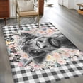 thumbnail image 2 of 3'x5' Rug for Living Room Bedroom, Black Cow Floral Washable Area Rugs Non-Slip Carpet Mats, Black Buffalo Plaid Farmhouse Animals Indoor Low Pile Area Rug Runner for Kitchen, Mudroom, 2 of 8