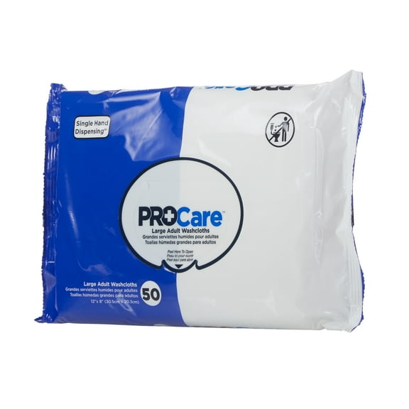 ProCare Adult Wipe or Washcloth 8 x 12" CRW-050, 12 Pack 600 Wipes