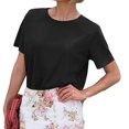 thumbnail image 4 of Summer Short Sleeve Solid Color Casual Women Leisure Basic T Shirt, 4 of 6