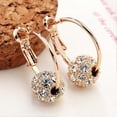 thumbnail image 3 of Farfi - 1 par de pendientes para mujer, coloridos, brillantes, redondos, con forma de aro y bola de diamantes de imitación, para uso diario, color blanco, 3 of 5