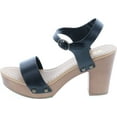 thumbnail image 2 of Soda Women's Bold Buckles Studded Wedge Sandal, 2 of 7