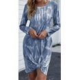 thumbnail image 4 of Vestido corto informal con tinte de corbata para mujer, cuello redondo, sin mangas, camiseta suelta de verano, minivestido Fokelyi CDWJ576-15, 4 of 5