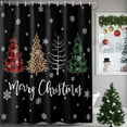 thumbnail image 4 of Christmas Shower Curtains Buffalo Plaid Xmas Tree Bath Curtain Snowflake Black Waterproof Seasonal Bathroom Shower Curtain Set with Hooks Decoration 48 x 72 Inches, 4 of 8