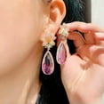 thumbnail image 3 of Mutilcolor Rainbow CZ Flower Long Big Drop Earrings for Women 2021 Boho Jewelry, 3 of 9