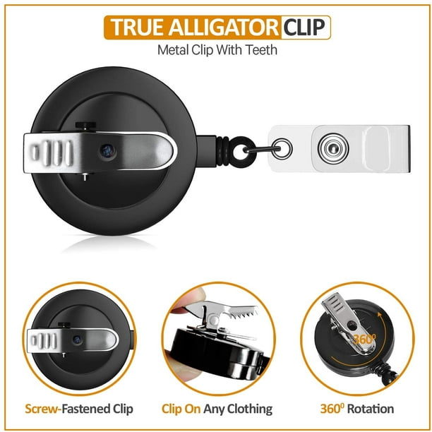 10 Pack Badge Reels Retractable with Swivel Alligator Clip