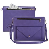 TECH CIRCLE Business Case for Case for iPad 10.2 inch 9th/8th/7th Gen 2021/2020/2019, Premium PU Leather Folio Stand Cover Pencil Holder Zipper Pocket Bag Shoulder Hand Strap Protective Case,Purple