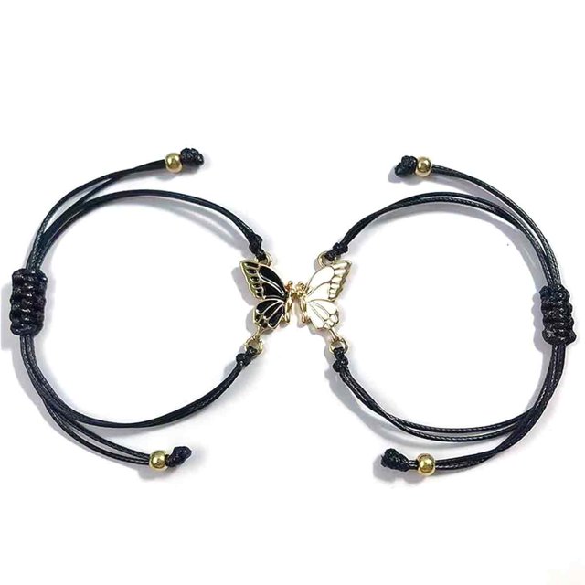 Pack de 2 pulseras de la amistad, pulsera de mariposa, pulseras de hermanas, pulsera de mejor amiga para mujer, pulseras a juego, regalo de mejor amiga para parejas y mejores amigas