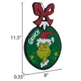 thumbnail image 2 of The Grinch Ornament Shaped Wood Wall Decor with Santa Hat and Red Bow, 2 of 3