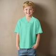 thumbnail image 2 of NIEWTR Boys Short Sleeve Polo Shirt Polo Lightweight Athletic for Hiking Running and Play（A01-Light Green,5-6 Years), 2 of 4