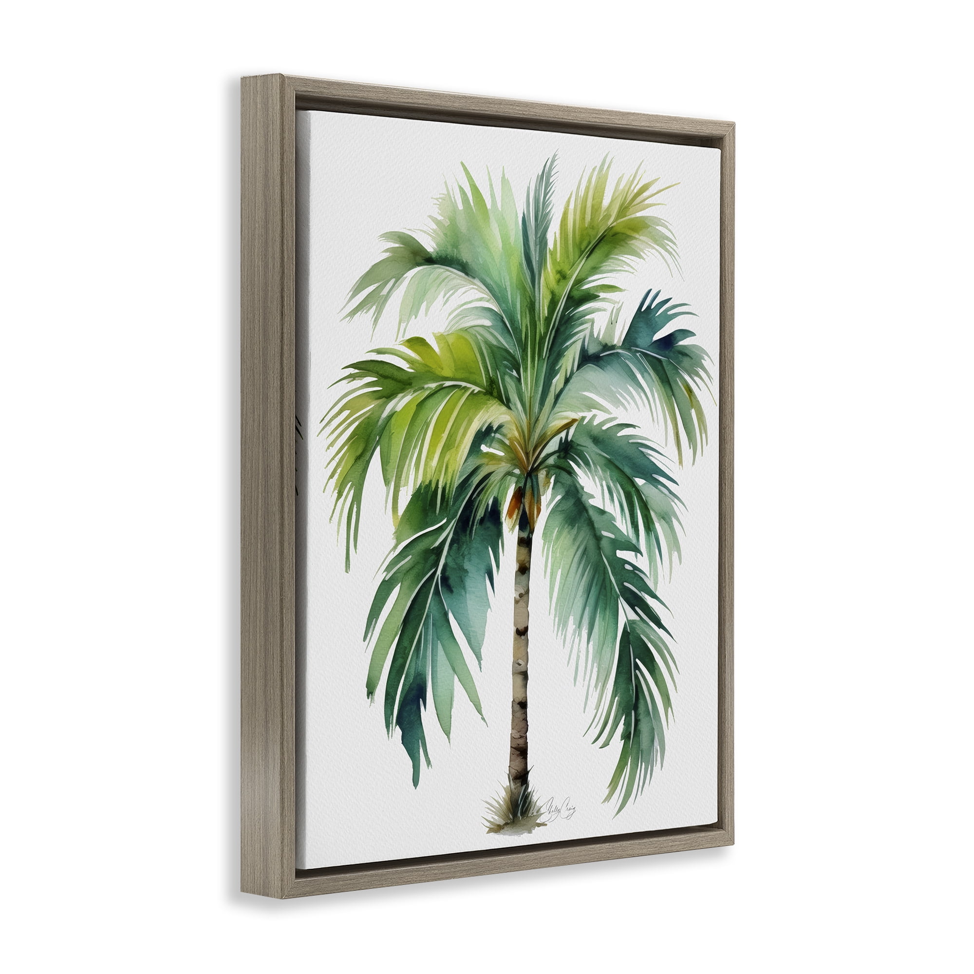 Stupell Industries Lagoon Majesty Palm Brown Framed Floater Canvas Wall Art, design by Shelly Craig
