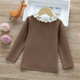 thumbnail image 5 of CLOISE Kids Shirts Long Sleeve Boys Girls Crew Neck Base Tops Solid Ruffle Trim Outfits Fall Winter Clothes Coffee 3-10T, 5 of 6