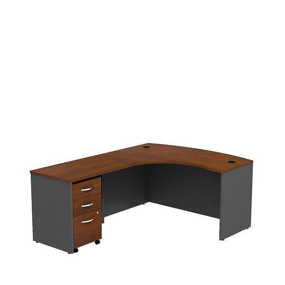 Bush Business Furniture Series C 60" Left 3 Drawer L Desk in Hansen Cherry