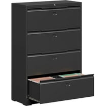 Coolsun Metal Lateral File Cabinet, 4 Drawer File Cabinet with Lock, Wide Filing Cabinet for Home Office, Locking Storage Cabinet for Hanging A4/F4/Letter/Legal, Assembly Required (Black, 4 Drawer)