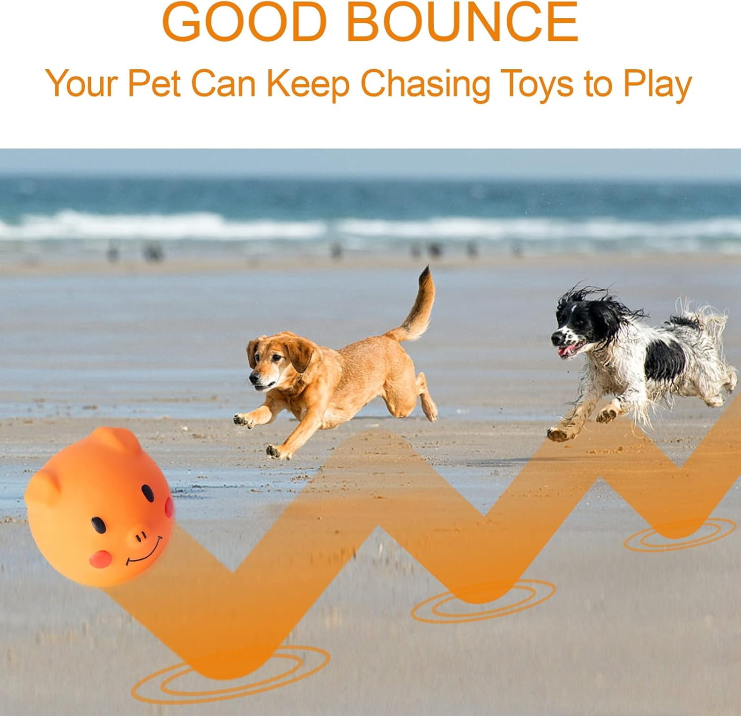 Squeaky Dog Toy Dog Squeaky Toys Chewing Durable Teething Latex Rubber Soft Interactive Fetch Play Dog Balls with Funny Piggy Face for Puppy Small Medium Pet Dog (6PCS)