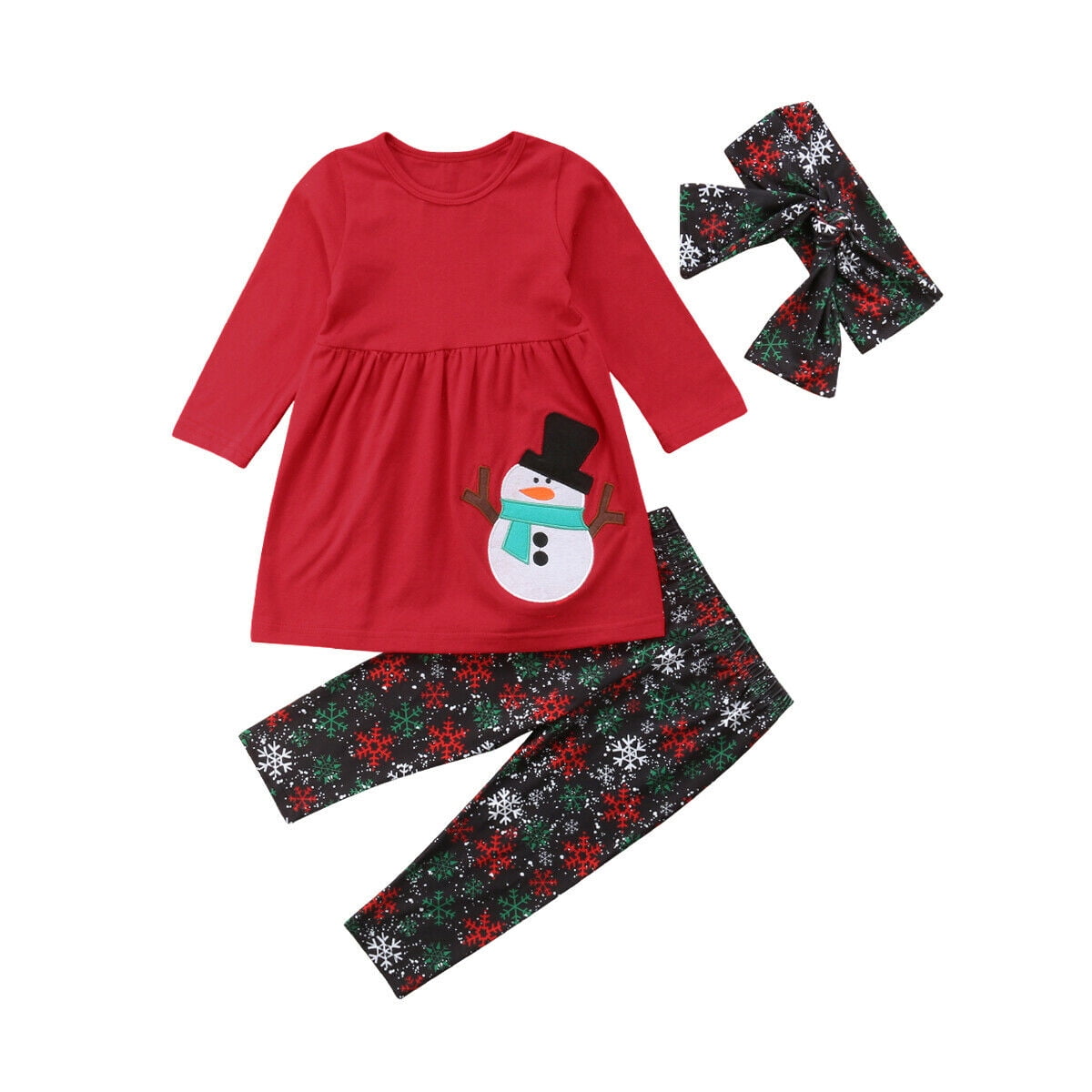 Hirigin Toddler Kid Baby Girl Xmas Snowman Clothes Outfits Tops Skirt