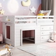 thumbnail image 2 of UWR-Nite Twin Size Solid Wood Low Loft Bed with 3-Drawer Cabinet/Shelf/Built-in Ladder and Full-Length Guardrails, No Spring Box Needed, 2 of 8