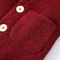 thumbnail image 4 of Povozer Toddler Baby Girl Fleece Jacket Long-sleeve Button Wool Blend Coat(Wine,2-3Y), 4 of 5