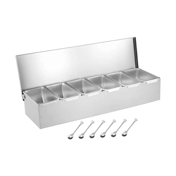 Recipiente para condimentos perfecl tarro de Acero inoxidable 6 rejillas