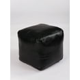 thumbnail image 2 of BBH Homes Black Round Leather Pouf Ottoman Handmade Recycled Cotton Fill BBBACPF0012, 2 of 5