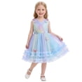 thumbnail image 6 of IBTOM CASTLE Toddler Flower Girl Dress Sequin Butterfly Princess Birthday Pageant Wedding Party Dresses V-Back Tulle Formal Gown 18-24 Months Rainbow Blue, 6 of 7