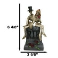 thumbnail image 2 of Gothic Skeleton Bridal Couple Sitting On Grave Tombstone With Red Roses Figurine, 2 of 9
