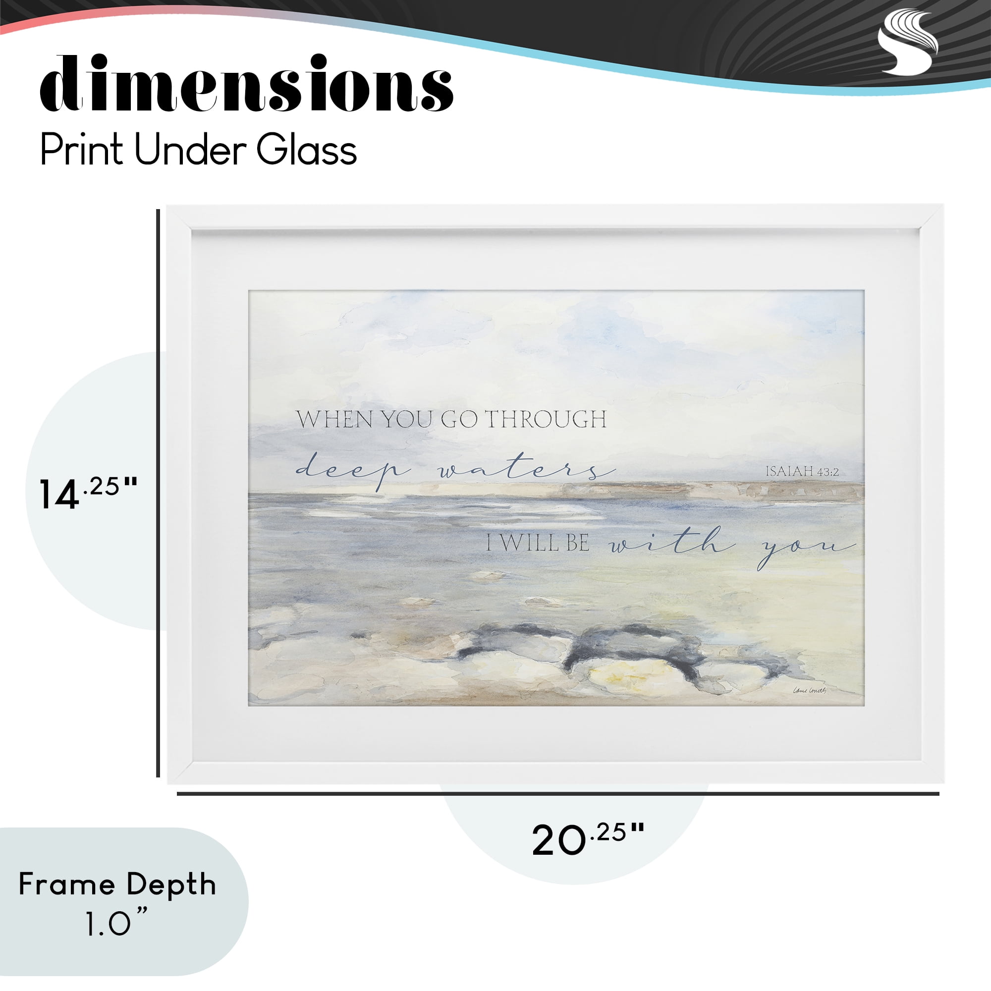 Stupell Industries Deep Waters Isaiah 43:2 White Framed Print Under Glass, design by Lanie Loreth
