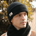 thumbnail image 4 of Sombrero tejido Golovejoy Gorro cálido de invierno para hombre, gorro de algodón de punto grueso para exteriores, gorro para clima frío, esquí, senderismo, correr, 4 of 5