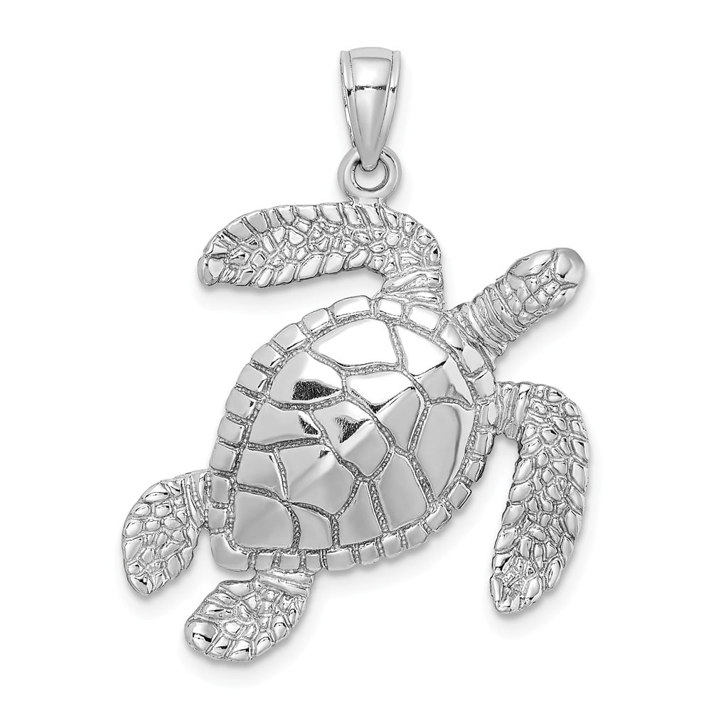 14k Yellow Gold Textured Small Dc Turtle Pendant Charm Necklace Sea Life Fine Jewelry Gifts For Women For Her