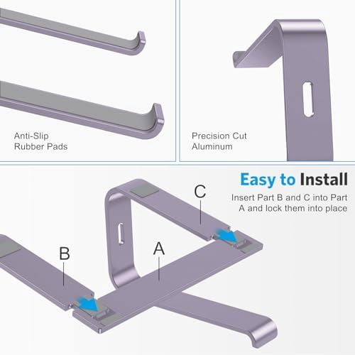 Laptop Stand for Desk, Detachable Laptop Riser, Aluminum Laptop Holder, Compatible with MacBook Air/Pro, Dell, HP, and All Laptops (11-16 inch), Grey