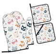 thumbnail image 1 of LAKIMCT Cartoon Cat Face Pattern Oven Mitts and Pot Holders Sets Non-Slip Potholders Heat Resistant Oven Gloves for Kitchen Baking Cooking BBQ, 4-Piece Set, 1 of 9