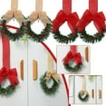 thumbnail image 4 of 4 Pcs Christmas Mini Cabinet Wreaths for Kitchen with Ribbon Bows Red Berry Artificial Wreath, Small Garlands Window Hanging, 4 of 7