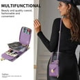 thumbnail image 4 of for iPhone 7 / 8 / SE 2020 / SE 2022 Case Wallet with Shoulder Strap for Women - Crossbody Lanyard,Zipper Pocket,Credit Card Holder,Shockproof - Metal Buckle Closure Premium PU Leather Case, Purple, 4 of 14